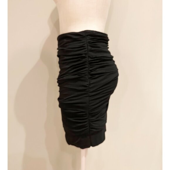 Max Studio Ruched Black Skirt Womens Size M Slim Fitting - Picture 4 of 6